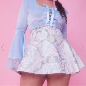 DOLLS KILL DOLLSKILL Sugar Thrillz Honey if the Shoe Fits Brocade mini skirt 2X